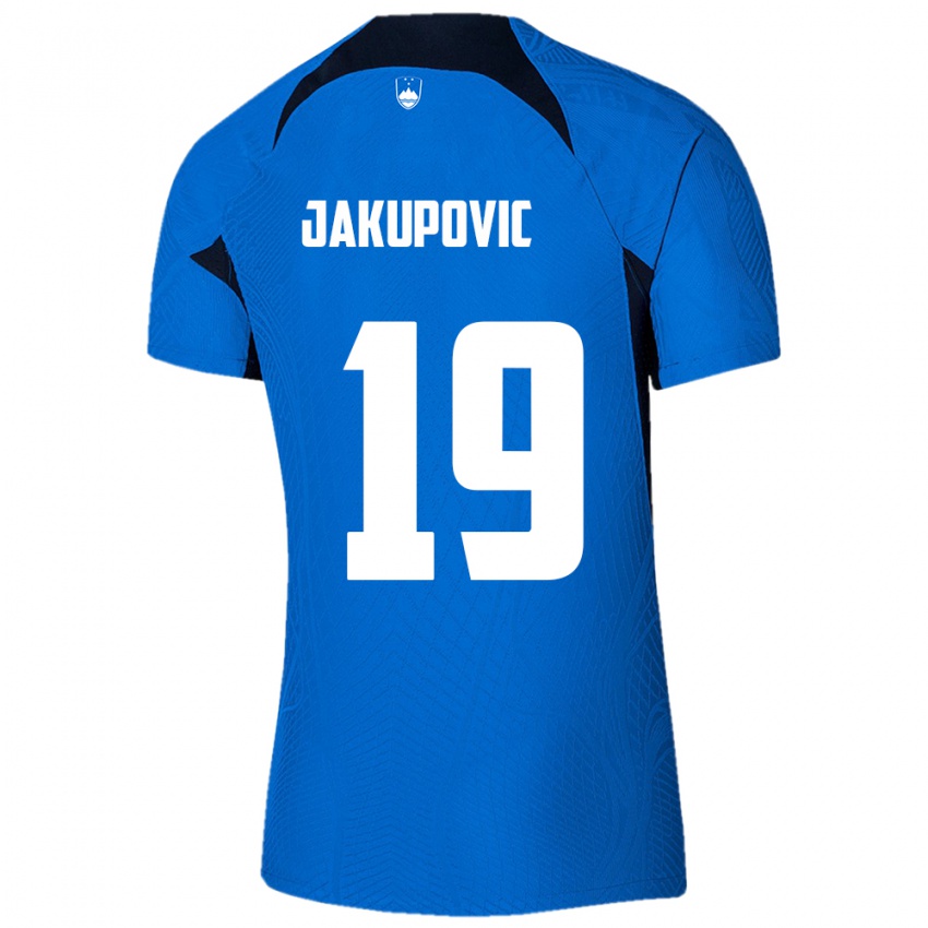 Niño Camiseta Eslovenia Aldin Jakupovic #19 Azul 2ª Equipación 24-26 La Camisa