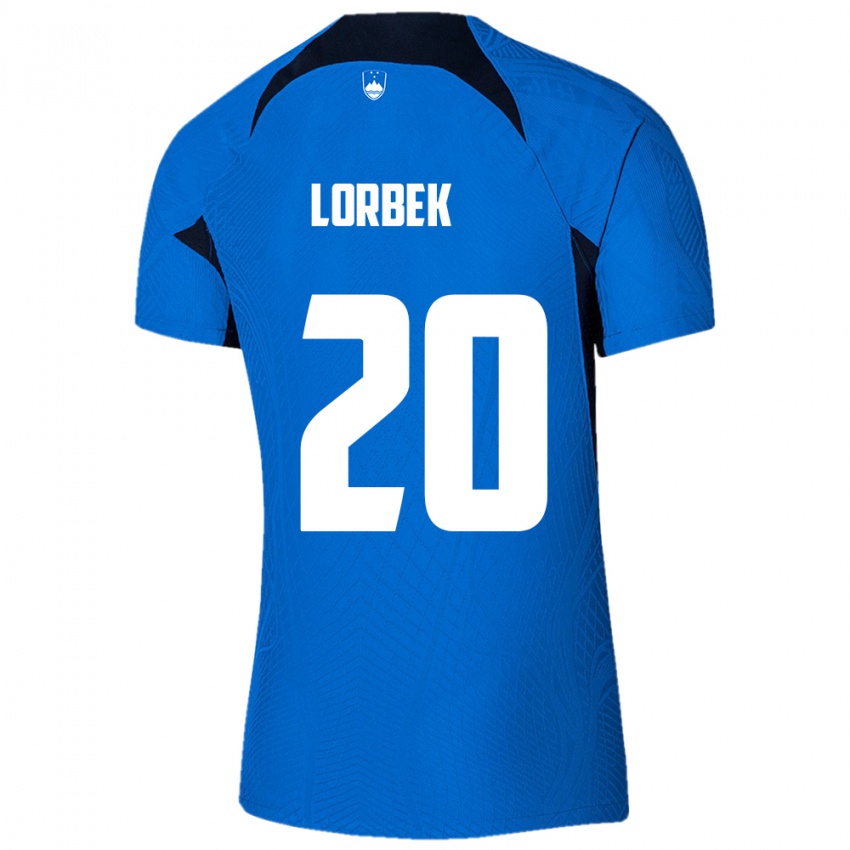 Niño Camiseta Eslovenia Anej Lorbek #20 Azul 2ª Equipación 24-26 La Camisa