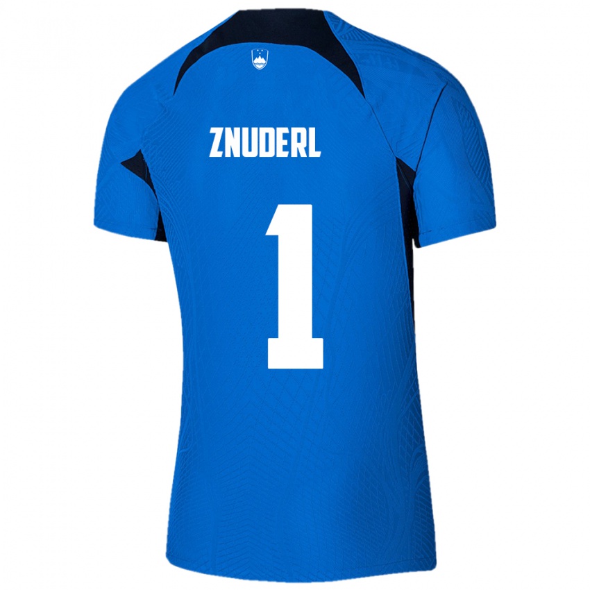 Niño Camiseta Eslovenia Tai Znuderl #1 Azul 2ª Equipación 24-26 La Camisa