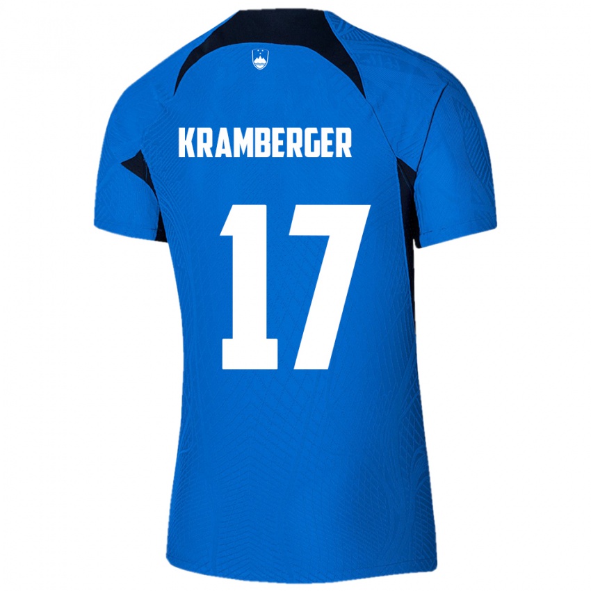 Niño Camiseta Eslovenia Enej Kramberger #17 Azul 2ª Equipación 24-26 La Camisa