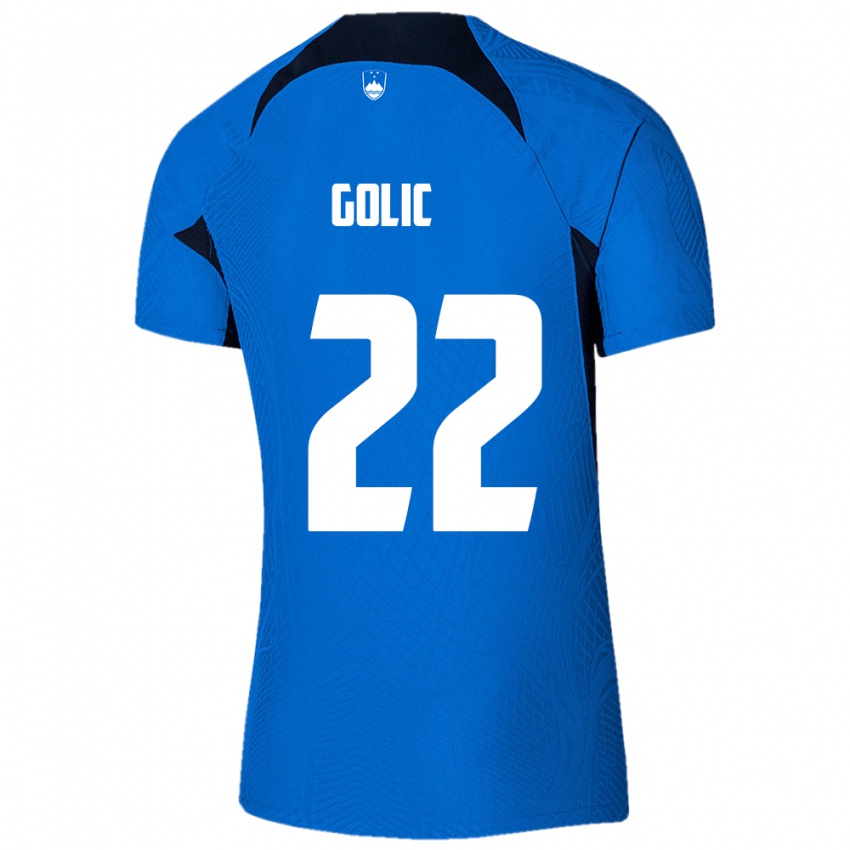 Niño Camiseta Eslovenia Tilen Golic #22 Azul 2ª Equipación 24-26 La Camisa