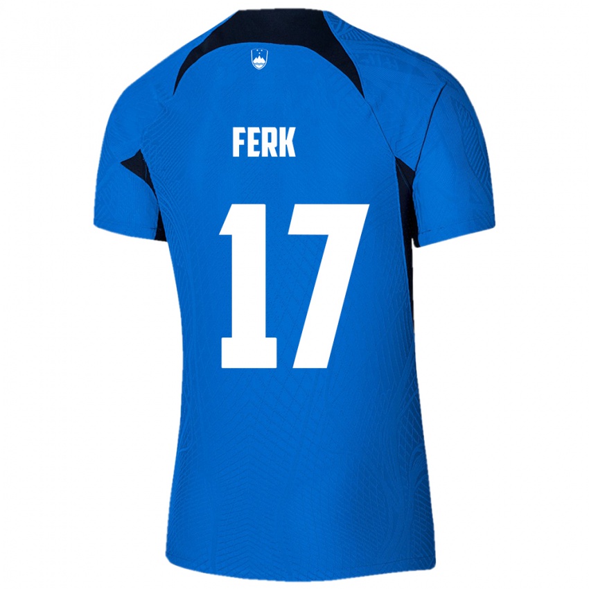 Niño Camiseta Eslovenia Matic Ferk #17 Azul 2ª Equipación 24-26 La Camisa