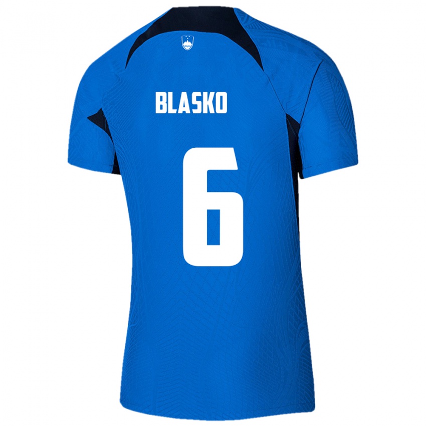 Niño Camiseta Eslovenia Svit Blasko #6 Azul 2ª Equipación 24-26 La Camisa