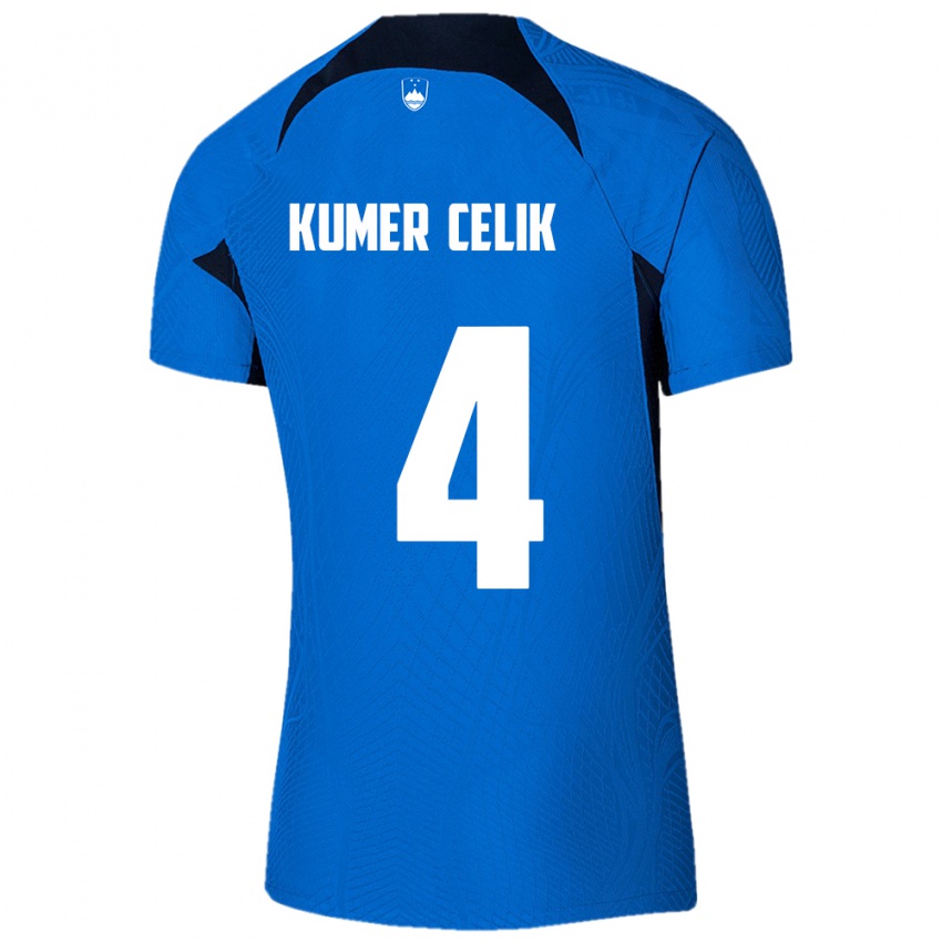 Niño Camiseta Eslovenia An Kumer Celik #4 Azul 2ª Equipación 24-26 La Camisa