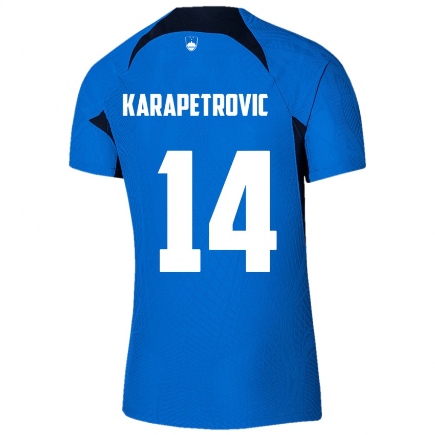 Niño Camiseta Eslovenia Luka Karapetrovic #14 Azul 2ª Equipación 24-26 La Camisa