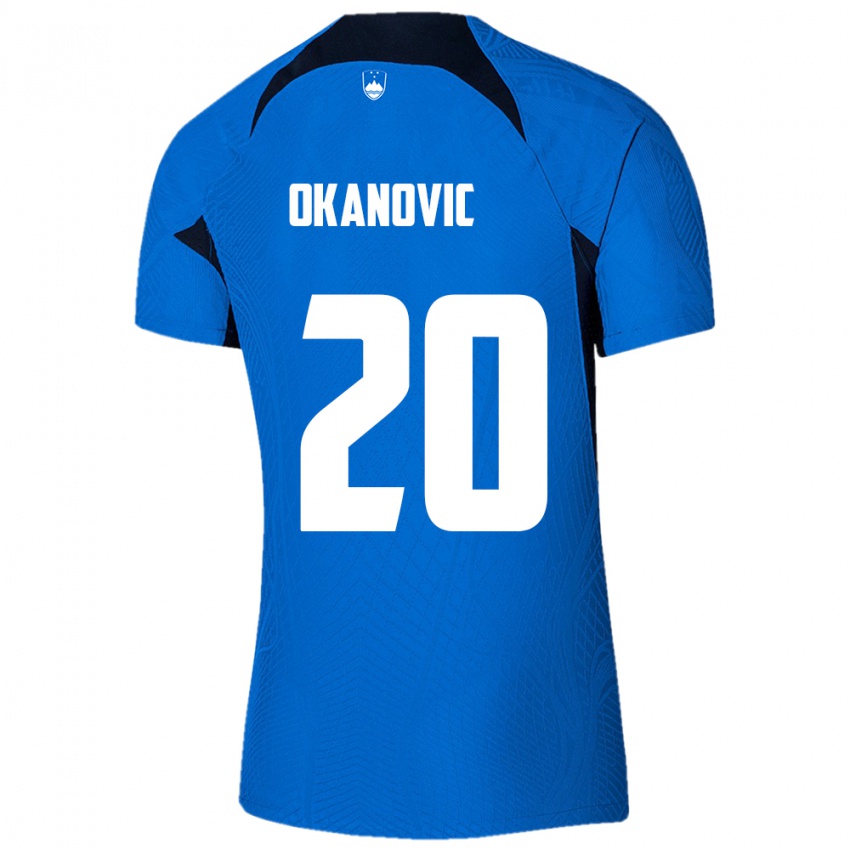 Niño Camiseta Eslovenia Deen Okanovic #20 Azul 2ª Equipación 24-26 La Camisa