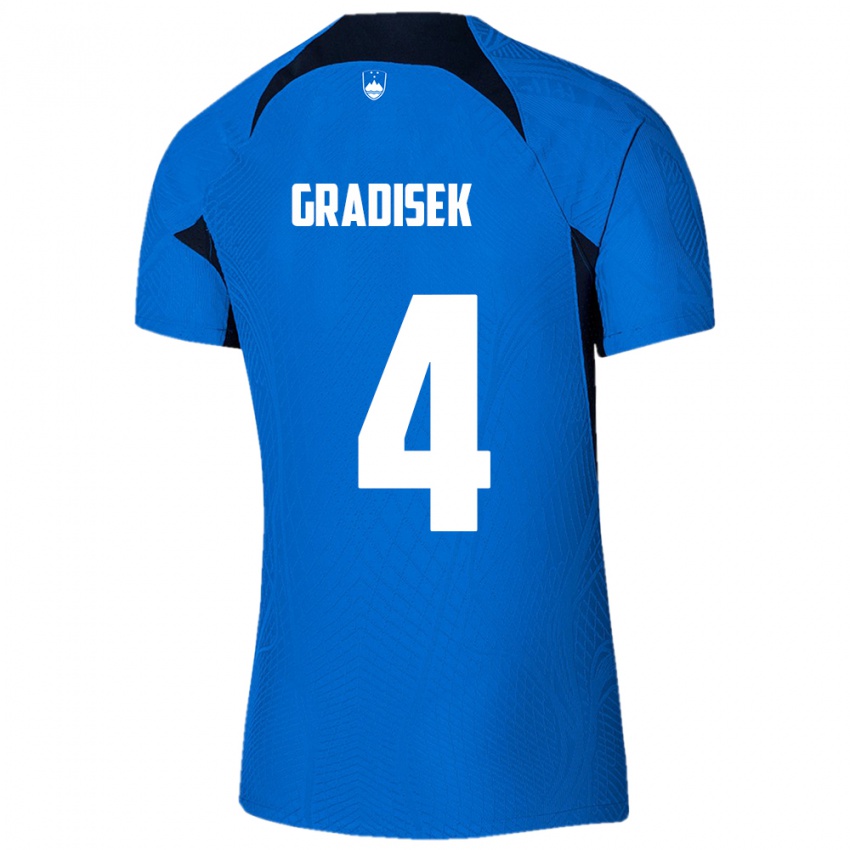 Niño Camiseta Eslovenia Sara Gradišek #4 Azul 2ª Equipación 24-26 La Camisa