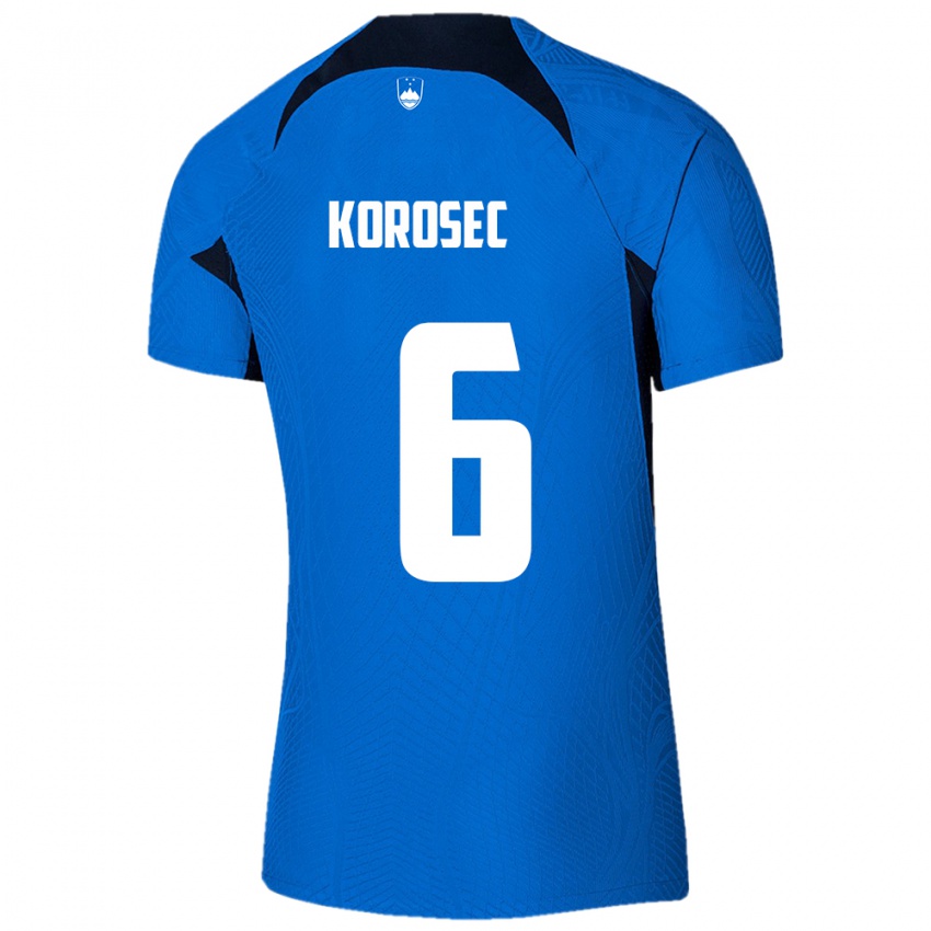 Niño Camiseta Eslovenia Kaja Korošec #6 Azul 2ª Equipación 24-26 La Camisa