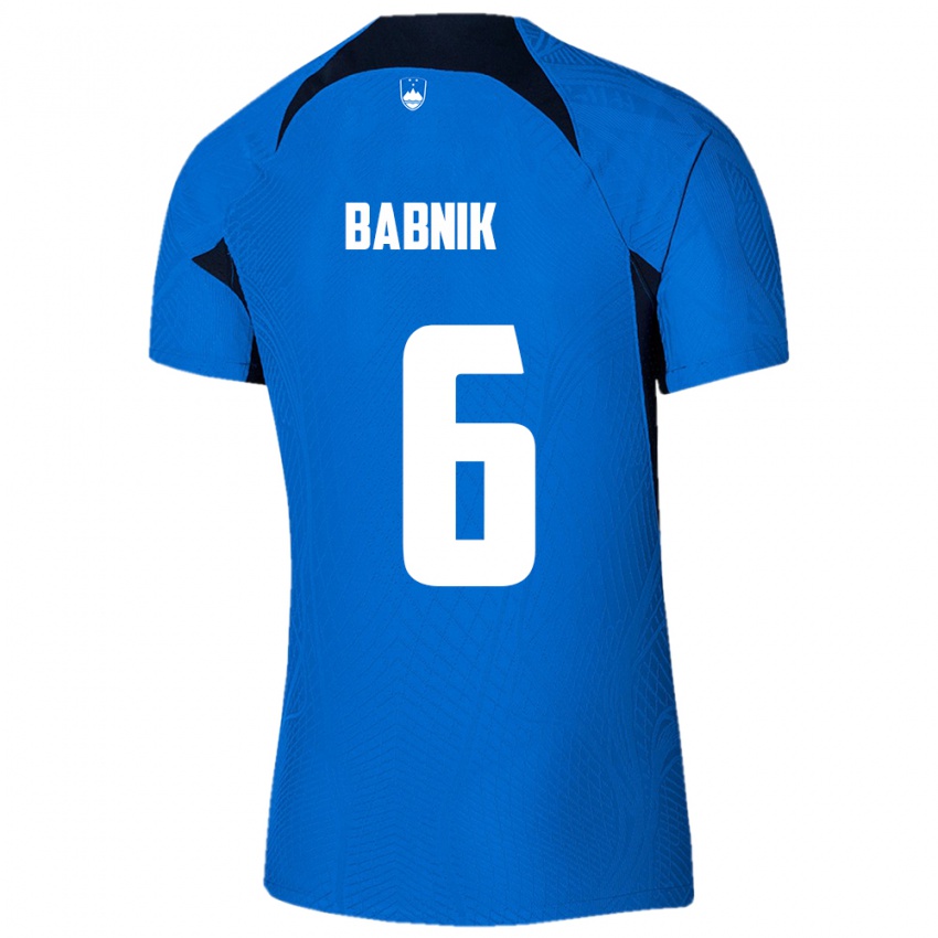 Niño Camiseta Eslovenia Nika Babnik #6 Azul 2ª Equipación 24-26 La Camisa