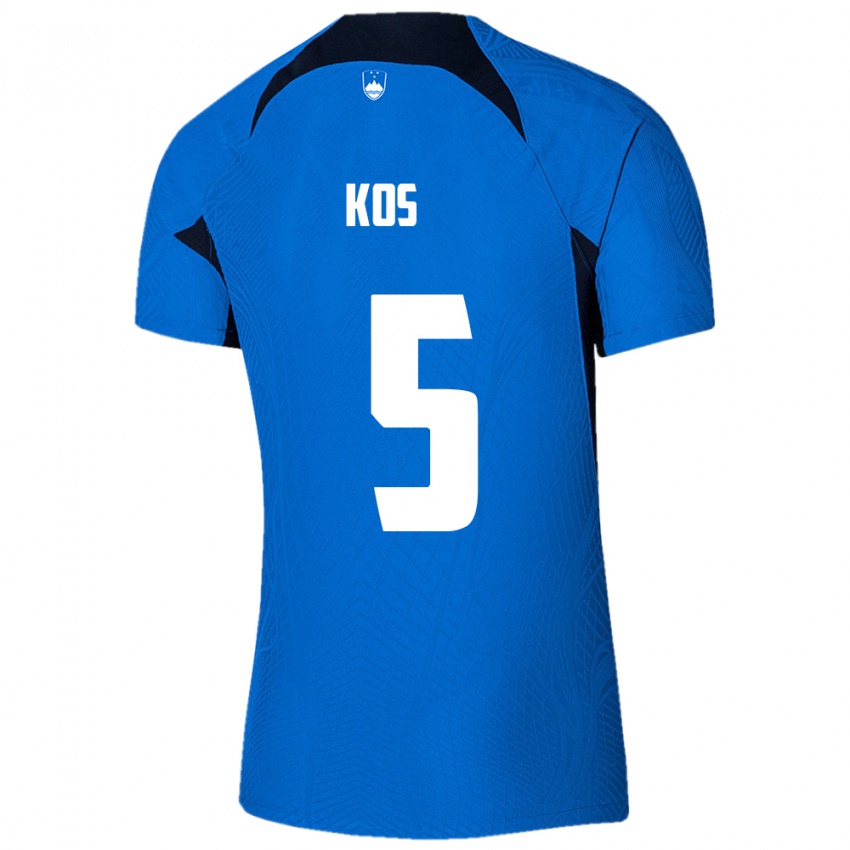 Niño Camiseta Eslovenia Evelina Kos #5 Azul 2ª Equipación 24-26 La Camisa