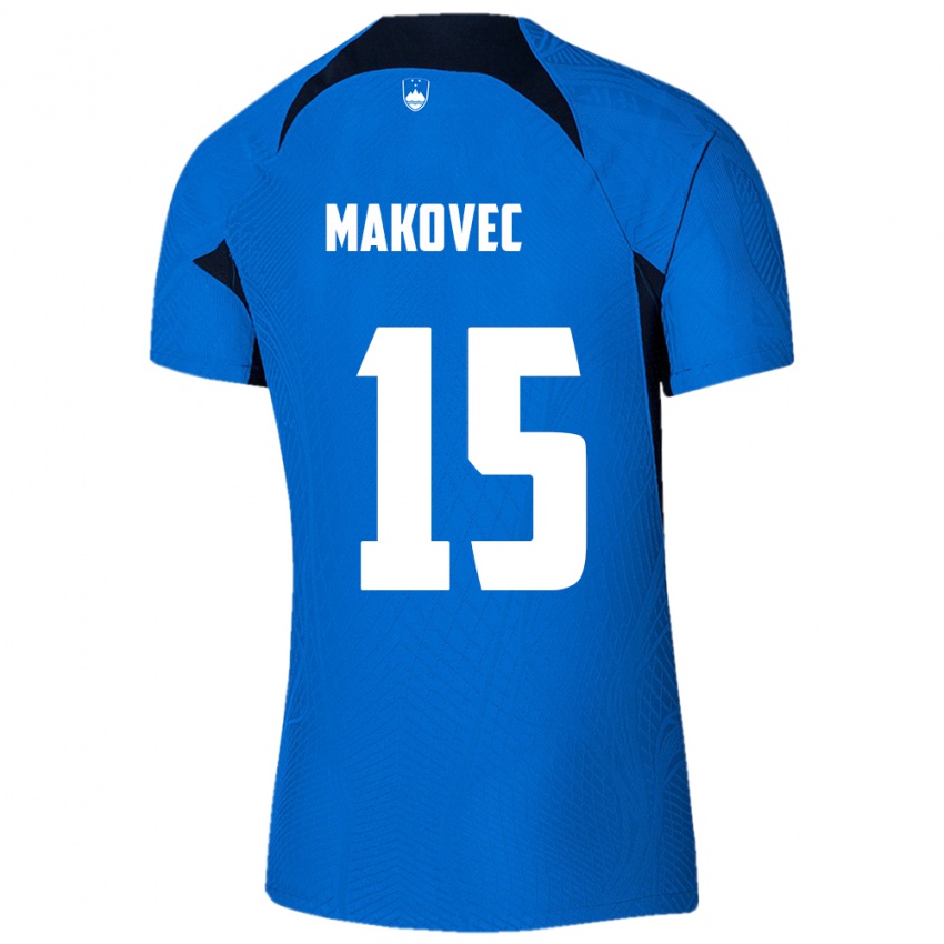 Niño Camiseta Eslovenia Sara Makovec #15 Azul 2ª Equipación 24-26 La Camisa