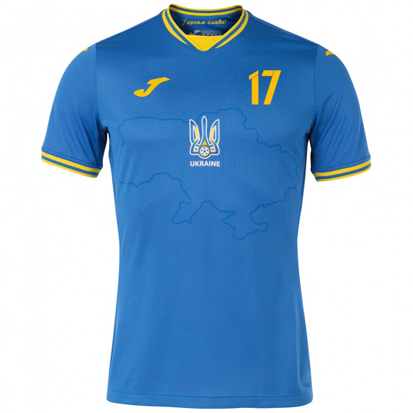 Niño Camiseta Ucrania Oleksandr Zinchenko #17 Azul 2ª Equipación 24-26 La Camisa