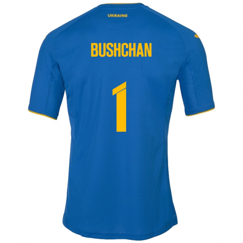 Niño Camiseta Ucrania Georgiy Bushchan #1 Azul 2ª Equipación 24-26 La Camisa