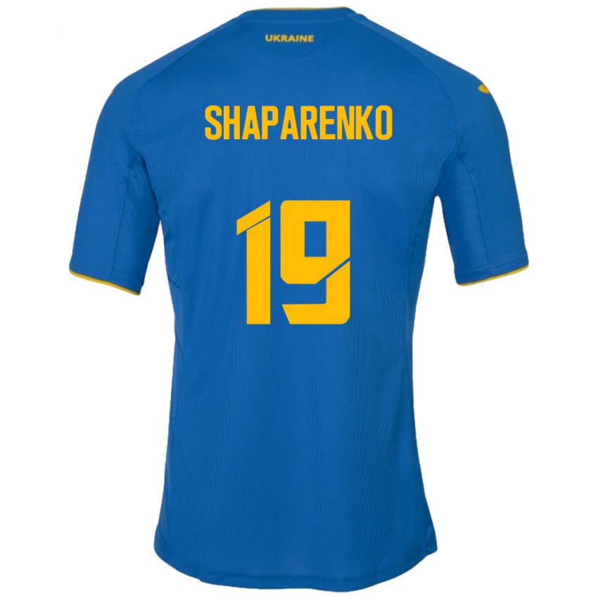 Niño Camiseta Ucrania Mykola Shaparenko #19 Azul 2ª Equipación 24-26 La Camisa