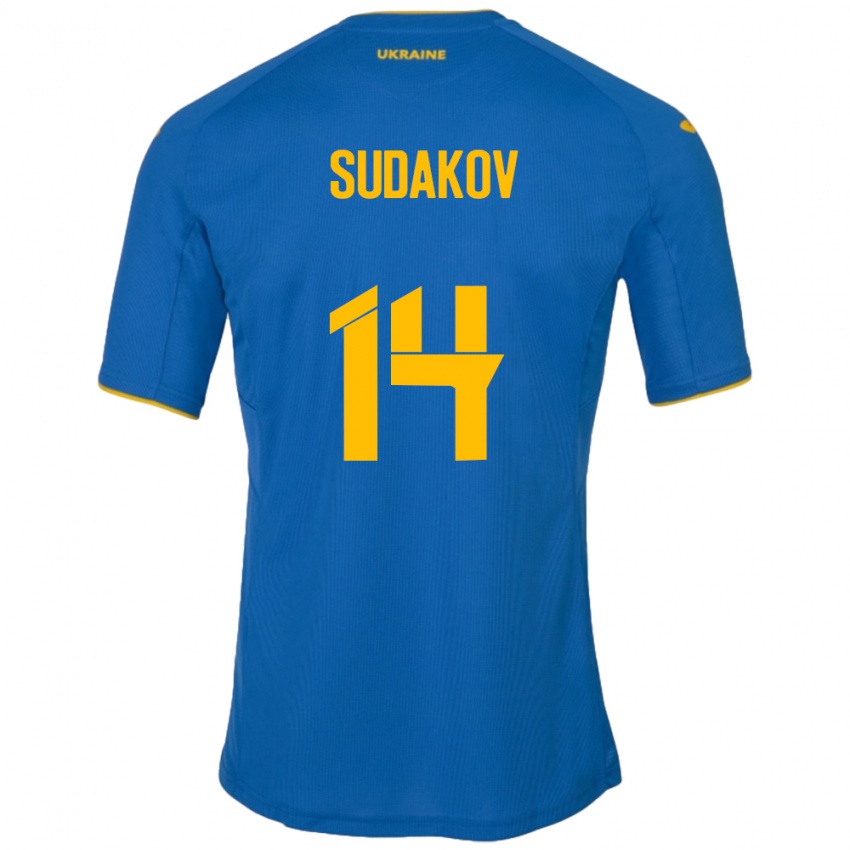 Niño Camiseta Ucrania Georgiy Sudakov #14 Azul 2ª Equipación 24-26 La Camisa