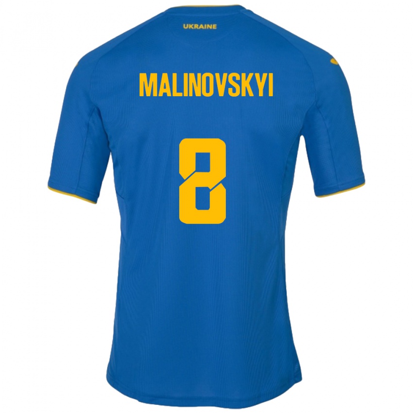 Niño Camiseta Ucrania Ruslan Malinovskyi #8 Azul 2ª Equipación 24-26 La Camisa