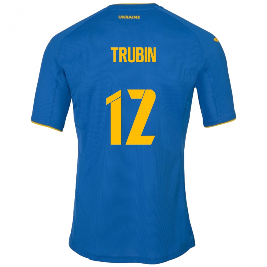 Niño Camiseta Ucrania Anatoliy Trubin #12 Azul 2ª Equipación 24-26 La Camisa