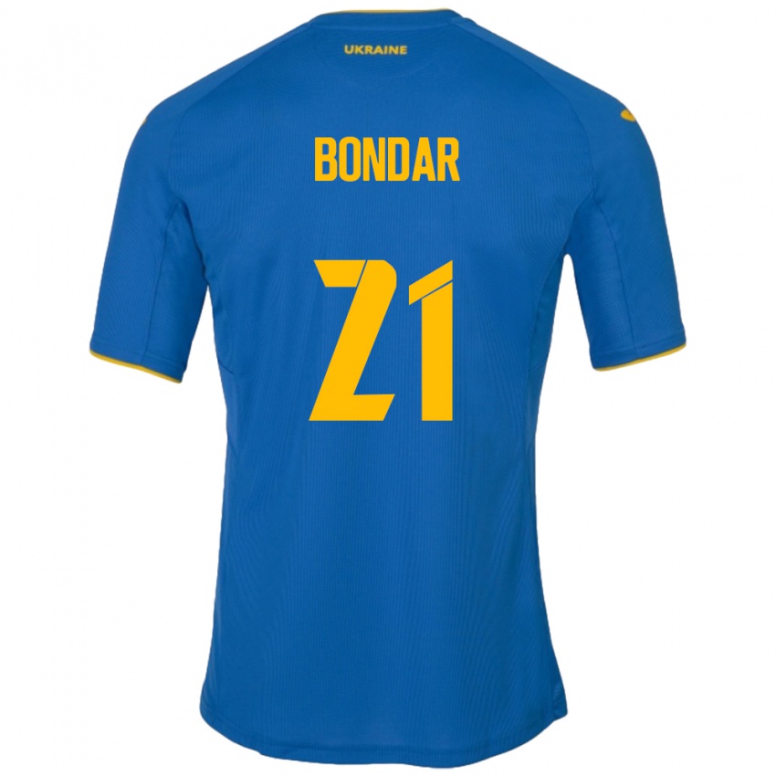Niño Camiseta Ucrania Valeriy Bondar #21 Azul 2ª Equipación 24-26 La Camisa
