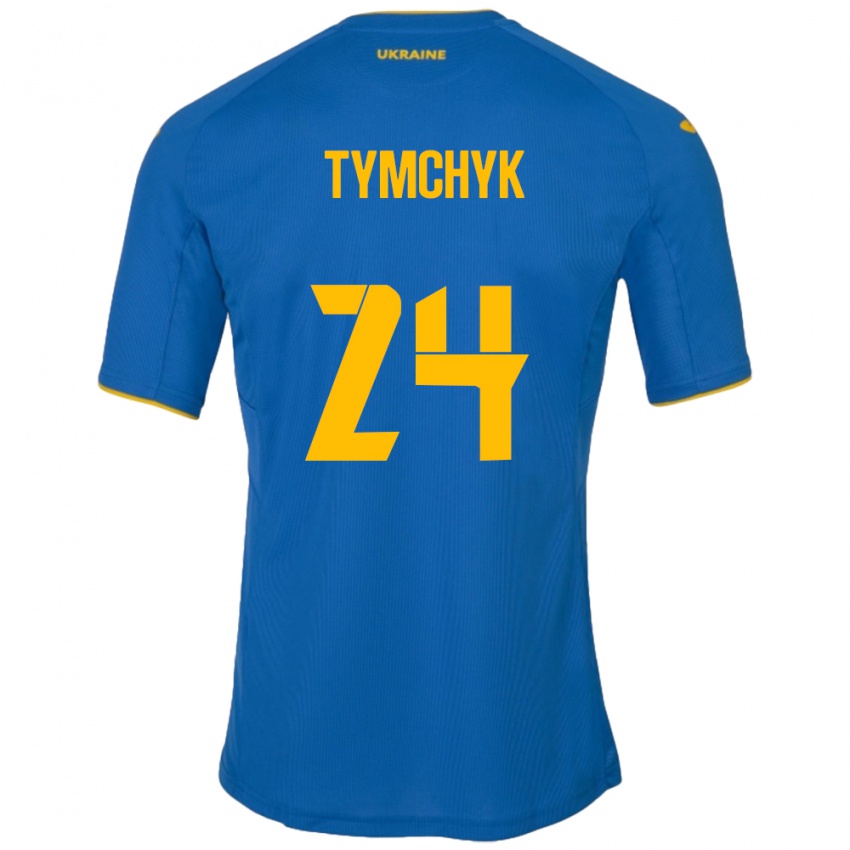 Niño Camiseta Ucrania Oleksandr Tymchyk #24 Azul 2ª Equipación 24-26 La Camisa