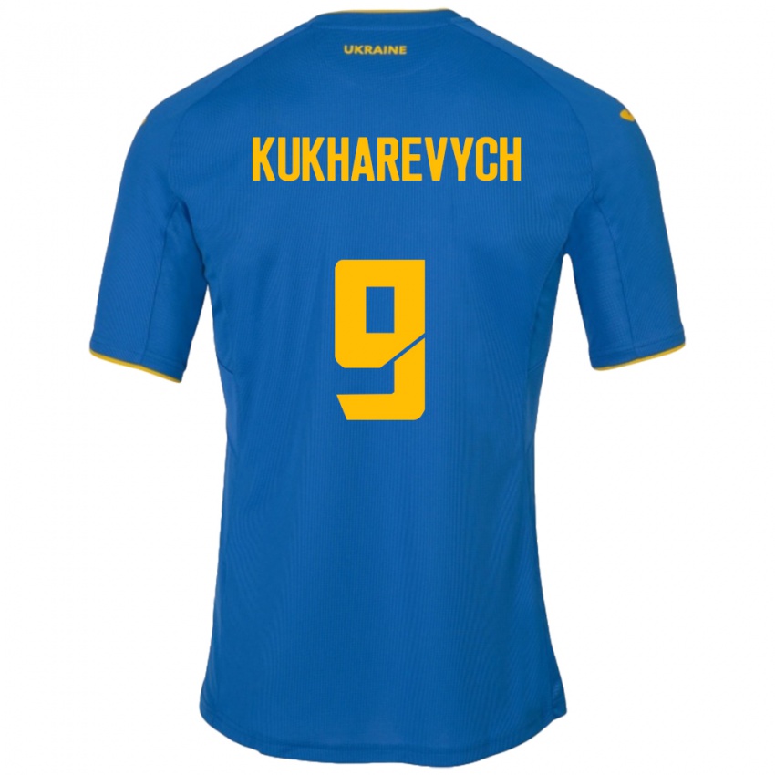 Niño Camiseta Ucrania Mykola Kukharevych #9 Azul 2ª Equipación 24-26 La Camisa