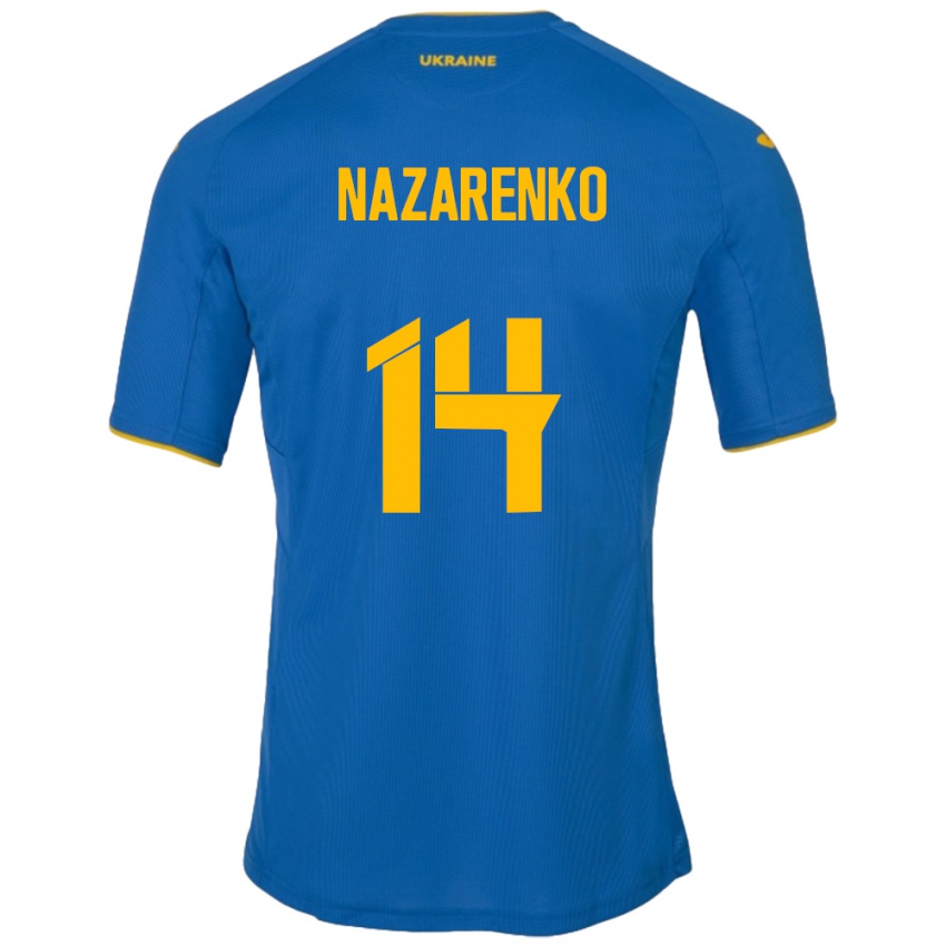 Niño Camiseta Ucrania Oleksandr Nazarenko #14 Azul 2ª Equipación 24-26 La Camisa
