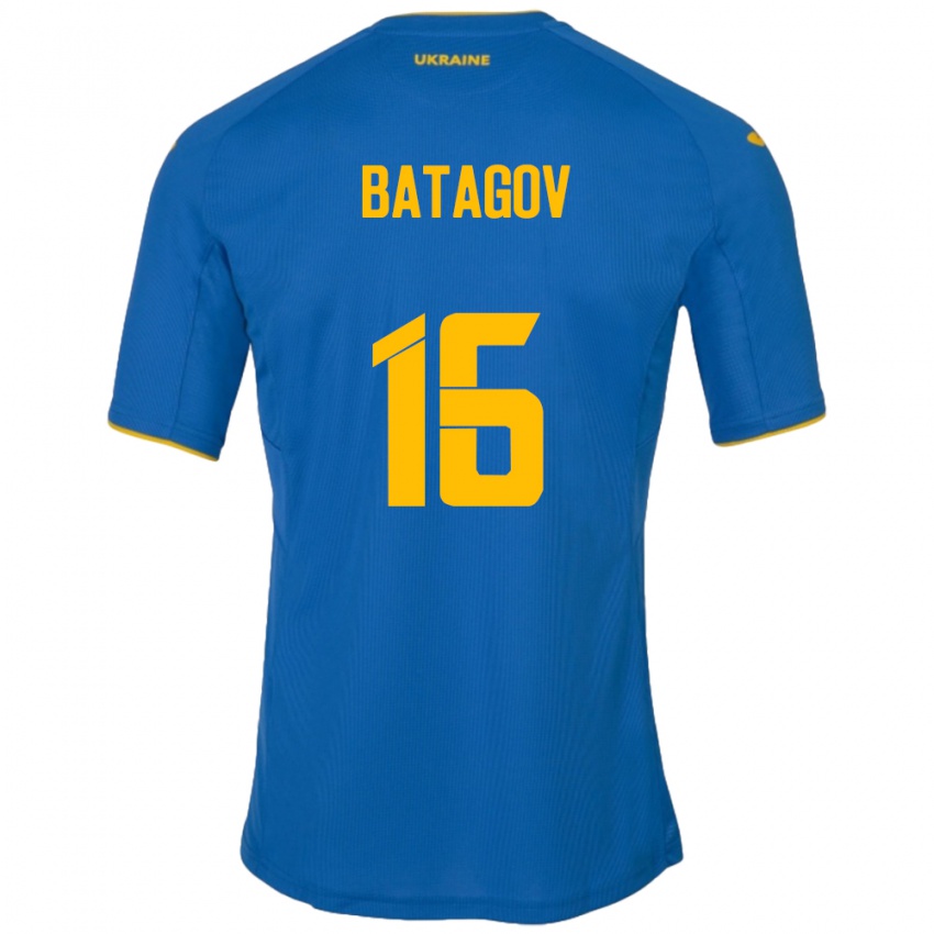 Niño Camiseta Ucrania Arseniy Batagov #16 Azul 2ª Equipación 24-26 La Camisa