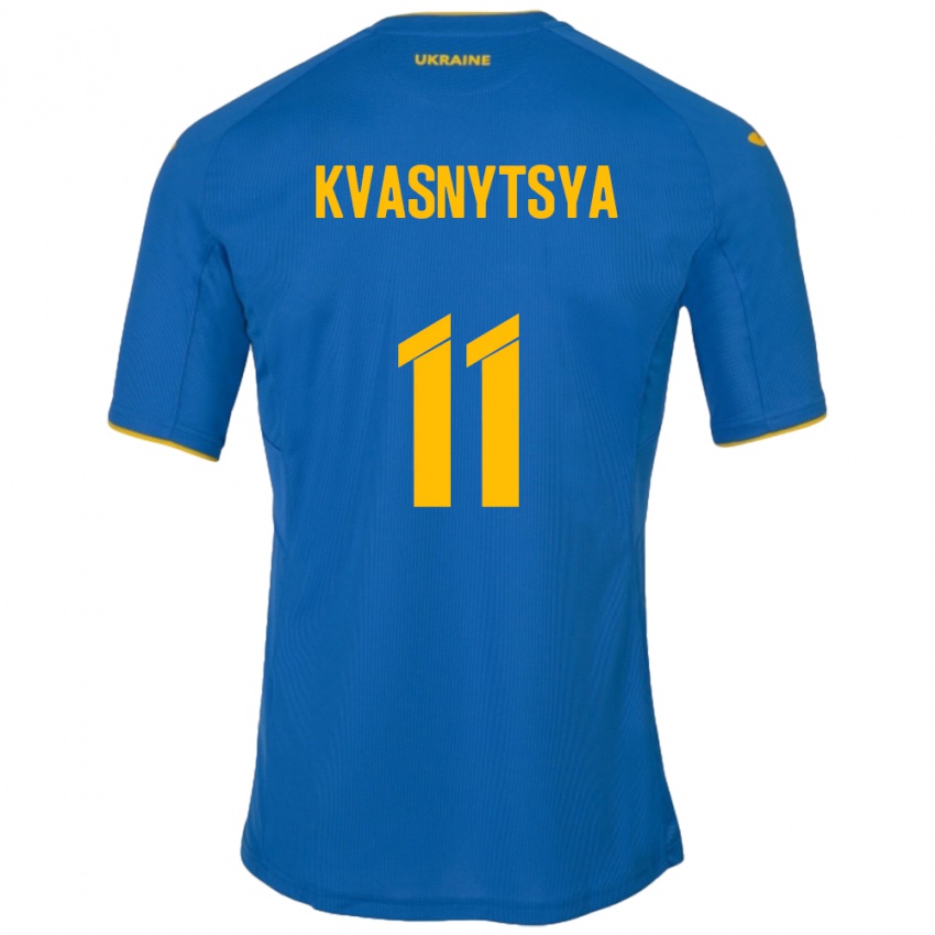 Niño Camiseta Ucrania Ilya Kvasnytsya #11 Azul 2ª Equipación 24-26 La Camisa