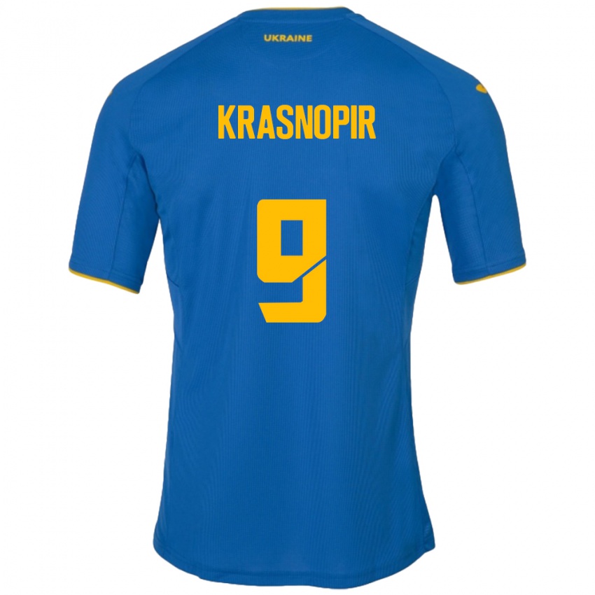 Niño Camiseta Ucrania Igor Krasnopir #9 Azul 2ª Equipación 24-26 La Camisa