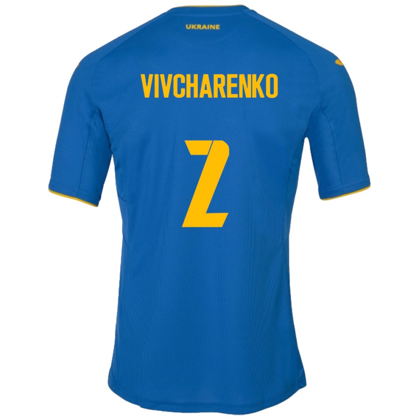 Niño Camiseta Ucrania Kostyantyn Vivcharenko #2 Azul 2ª Equipación 24-26 La Camisa