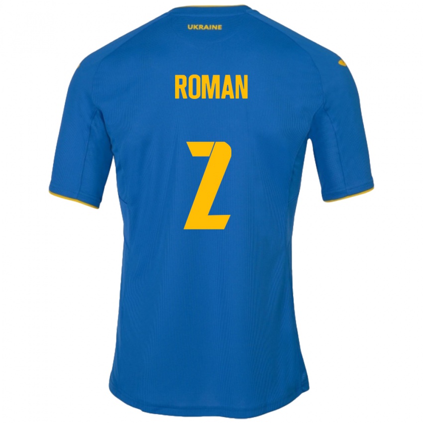 Niño Camiseta Ucrania Vitaliy Roman #2 Azul 2ª Equipación 24-26 La Camisa