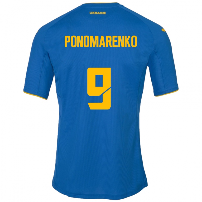 Niño Camiseta Ucrania Matviy Ponomarenko #9 Azul 2ª Equipación 24-26 La Camisa