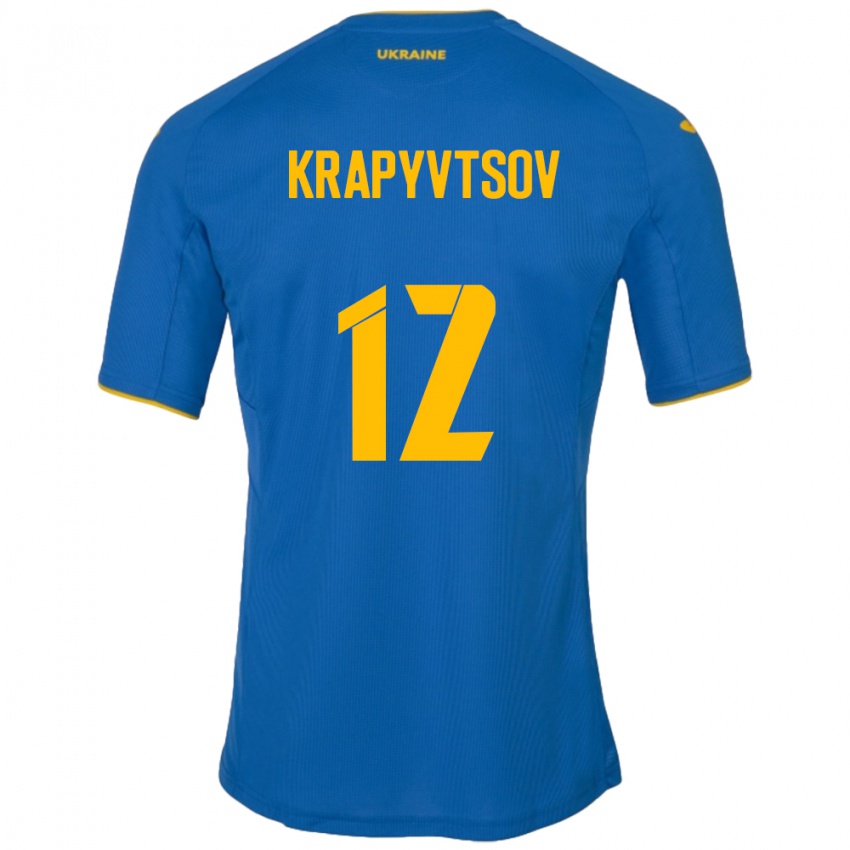 Niño Camiseta Ucrania Vladyslav Krapyvtsov #12 Azul 2ª Equipación 24-26 La Camisa