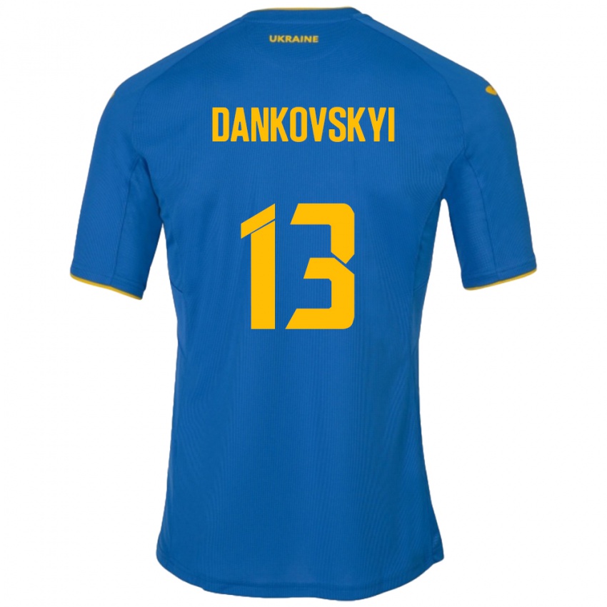 Niño Camiseta Ucrania Yegor Dankovskyi #13 Azul 2ª Equipación 24-26 La Camisa