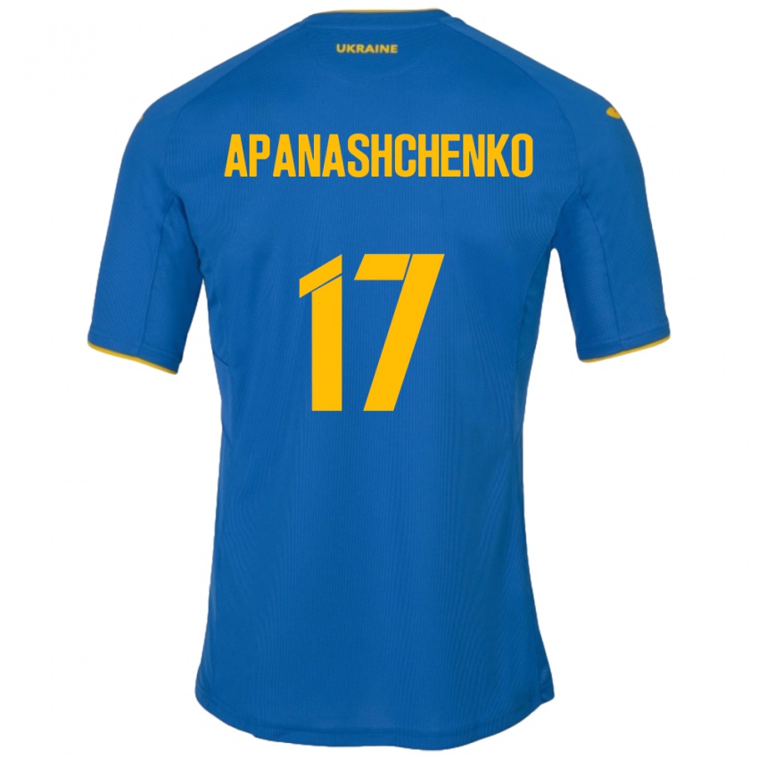 Niño Camiseta Ucrania Daryna Apanashchenko #17 Azul 2ª Equipación 24-26 La Camisa