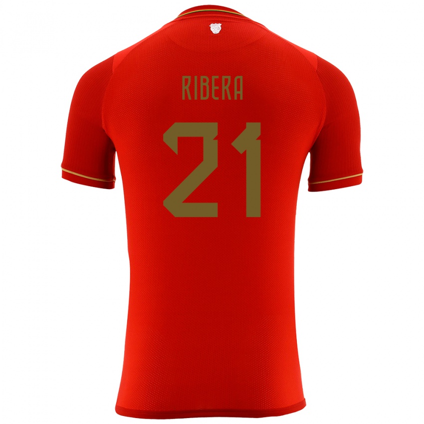 Niño Camiseta Bolivia Daniel Ribera #21 Rojo 2ª Equipación 24-26 La Camisa