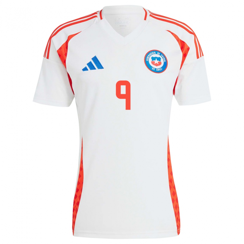 Niño Camiseta Chile Axel Cerda #9 Blanco 2ª Equipación 24-26 La Camisa