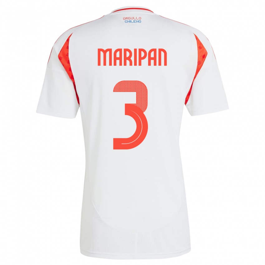 Niño Camiseta Chile Guillermo Maripán #3 Blanco 2ª Equipación 24-26 La Camisa