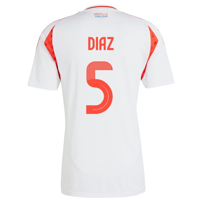 Niño Camiseta Chile Paulo Díaz #5 Blanco 2ª Equipación 24-26 La Camisa