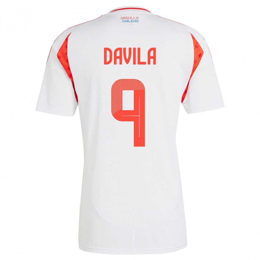 Niño Camiseta Chile Víctor Dávila #9 Blanco 2ª Equipación 24-26 La Camisa