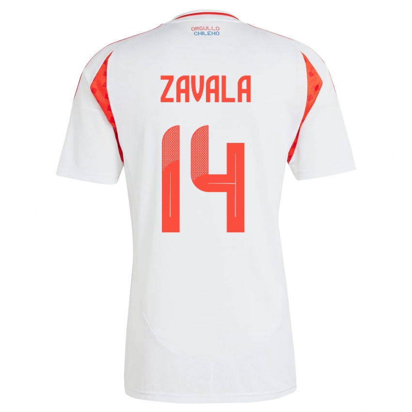 Niño Camiseta Chile Cristián Zavala #14 Blanco 2ª Equipación 24-26 La Camisa