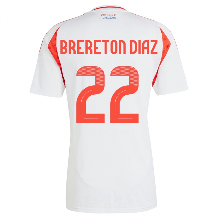 Niño Camiseta Chile Ben Brereton Díaz #22 Blanco 2ª Equipación 24-26 La Camisa