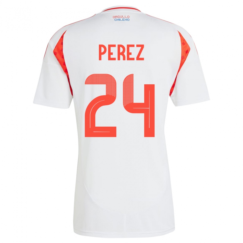 Niño Camiseta Chile César Pérez #24 Blanco 2ª Equipación 24-26 La Camisa