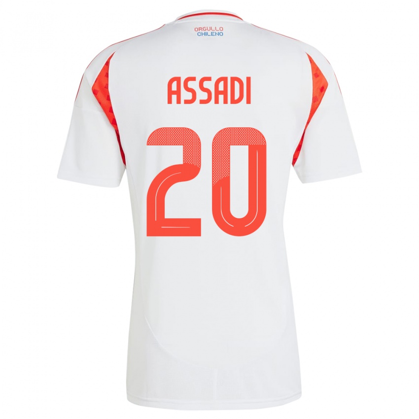 Niño Camiseta Chile Lucas Assadi #20 Blanco 2ª Equipación 24-26 La Camisa