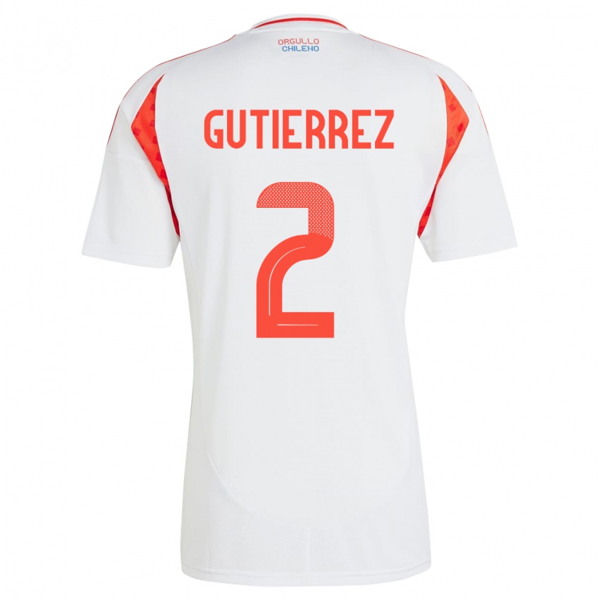 Niño Camiseta Chile Joaquín Gutiérrez #2 Blanco 2ª Equipación 24-26 La Camisa