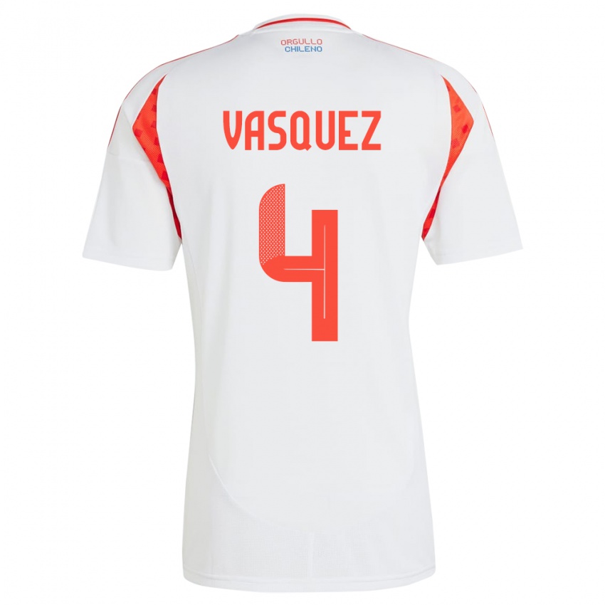 Niño Camiseta Chile Matías Vásquez #4 Blanco 2ª Equipación 24-26 La Camisa