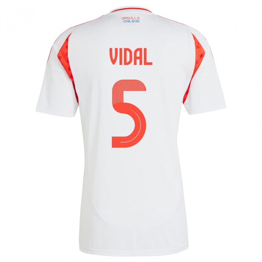 Niño Camiseta Chile Valentín Vidal #5 Blanco 2ª Equipación 24-26 La Camisa