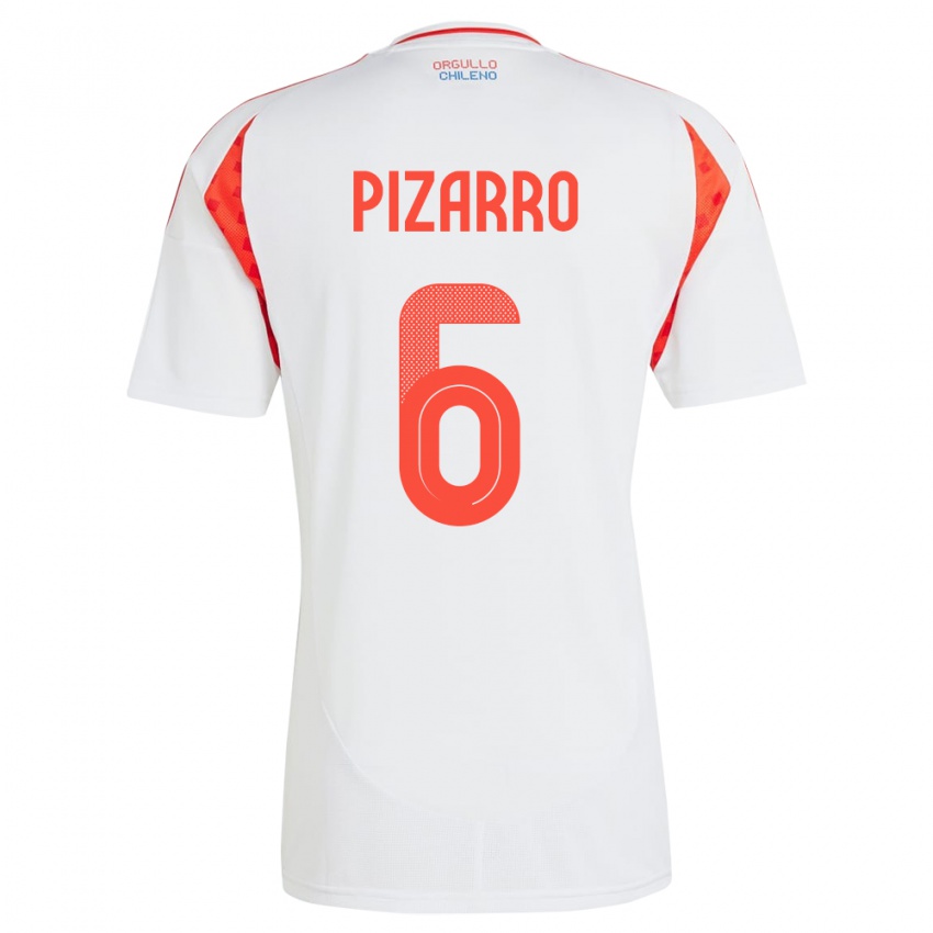 Niño Camiseta Chile Vicente Pizarro #6 Blanco 2ª Equipación 24-26 La Camisa