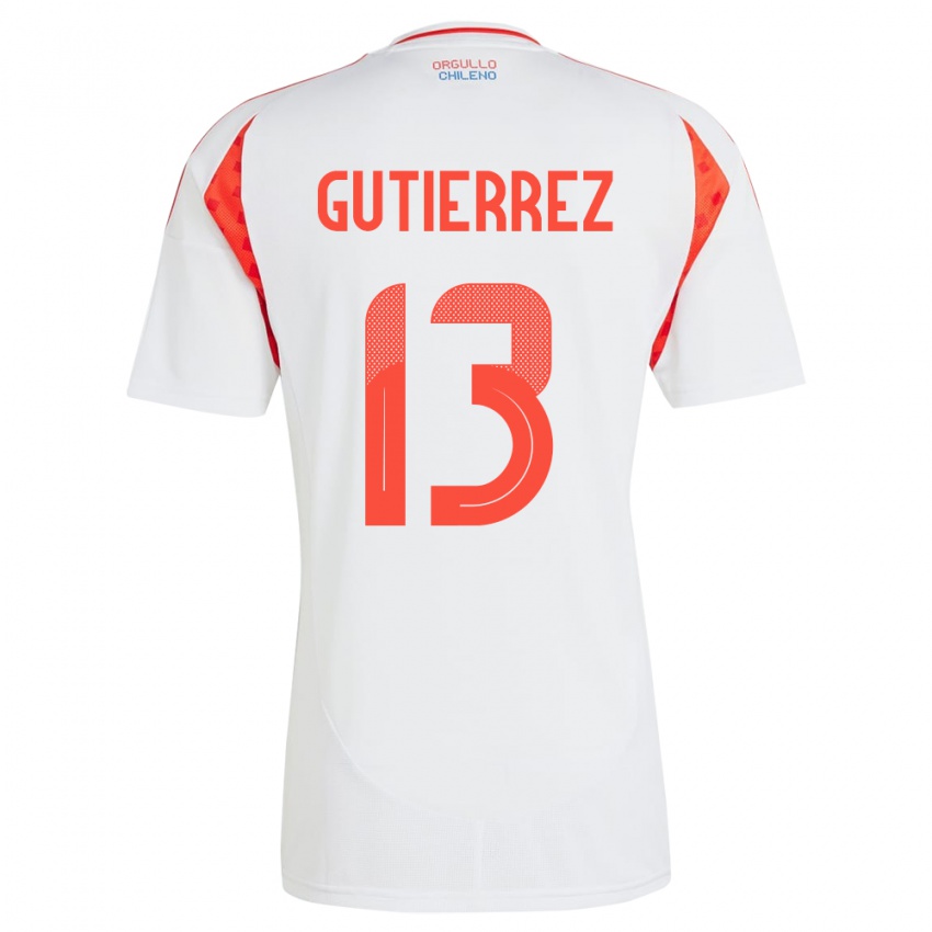 Niño Camiseta Chile Daniel Gutiérrez #13 Blanco 2ª Equipación 24-26 La Camisa