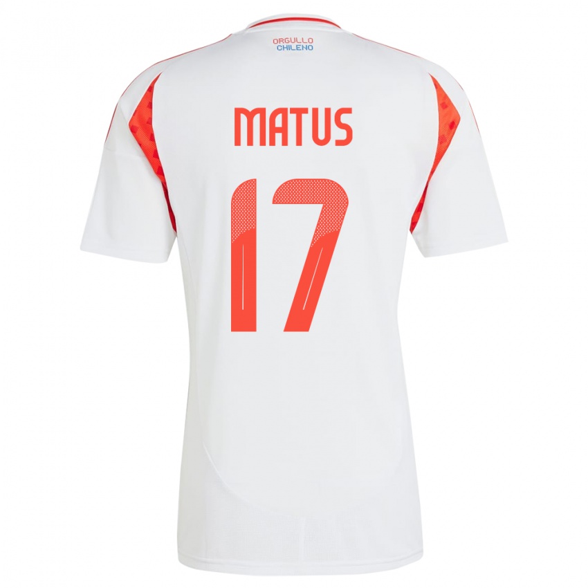 Niño Camiseta Chile Esteban Matus #17 Blanco 2ª Equipación 24-26 La Camisa