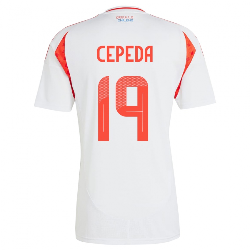 Niño Camiseta Chile Lucas Cepeda #19 Blanco 2ª Equipación 24-26 La Camisa